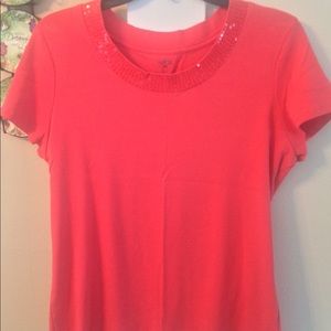 XL Pink Sequin Collar Shirt